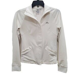 Adidas Clima365 Women's White Fold Over Zip Front Athletic Work‎ Out Jacket Sz S